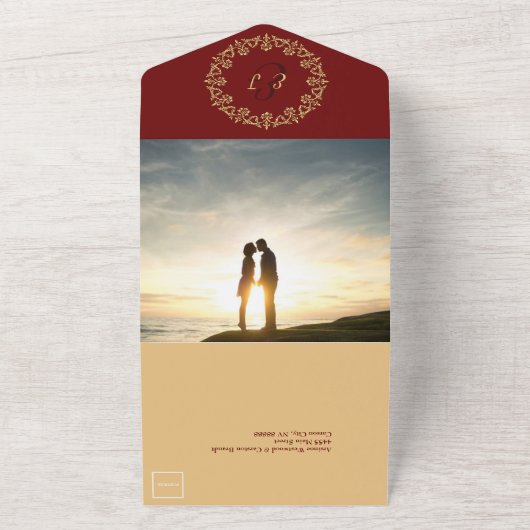 Chique Vibes Gouden Bruiloft All In One Uitnodiging (Buitenkant)