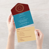 Chique Vibes Gouden Bruiloft All In One Uitnodiging (Afscheurbaar)