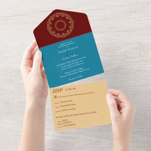 Chique Vibes Gouden Bruiloft All In One Uitnodiging (Afscheurbaar)