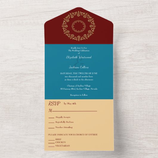 Chique Vibes Gouden Bruiloft All In One Uitnodiging (Binnen)