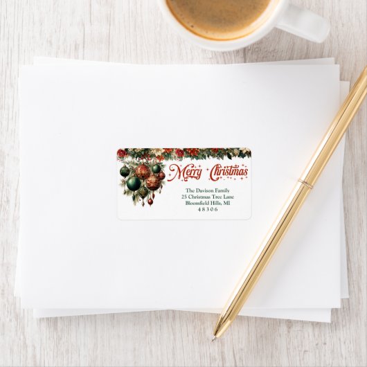 Chique Victoriaans stijl rode en groene krans slin Etiket (Insitu)