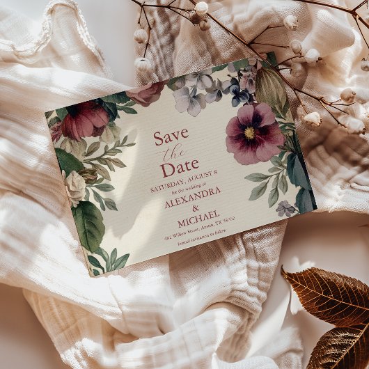 Chique Victoriaanse Koninklijke Bloem Bruiloft Save The Date