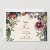 Chique Victoriaanse Koninklijke Bloem Bruiloft Save The Date (Voorkant)