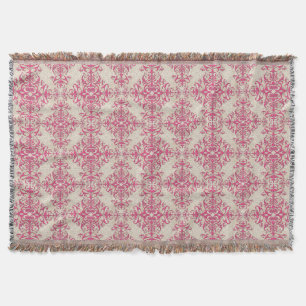Chique Victoriaanse stijl bloemmotief roze damast Deken