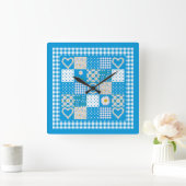 Chique vierkante wandklok: Daisychains Faux Patchw Vierkante Klok (Huis)