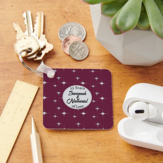 Chique vijfentwintigste Jubileum aangepaste paar f Sleutelhanger (Bureau)