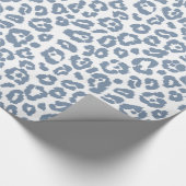 Chique vintage blauwe luipaardprintpatroon cadeaupapier (Hoek)