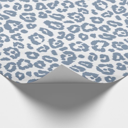 Chique vintage blauwe luipaardprintpatroon cadeaupapier (Hoek)