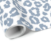Chique vintage blauwe luipaardprintpatroon cadeaupapier (Rol Hoek)