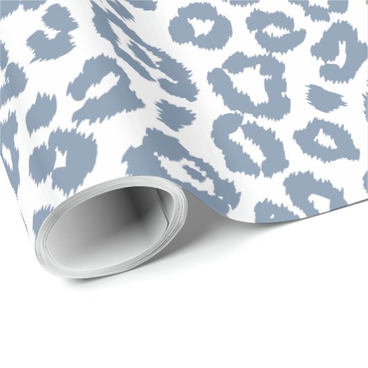 Chique vintage blauwe luipaardprintpatroon cadeaupapier (Rol Hoek)