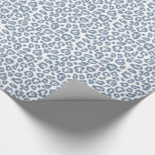 Chique vintage blauwe luipaardprintpatroon cadeaupapier (Hoek)