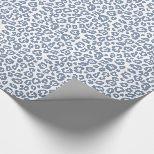 Chique vintage blauwe luipaardprintpatroon cadeaupapier (Hoek)