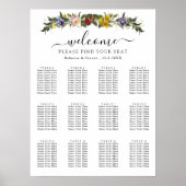 Chique vintage bloem bruiloft zitplaatsen poster (Voorkant)