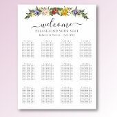 Chique vintage bloem bruiloft zitplaatsen poster