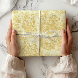 Chique vintage gele Toile Franse landelijke scène Cadeaupapier