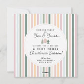 Chique vintage kerstbomen foto BLAUW roze groen Feestdagenkaart (Achterkant)