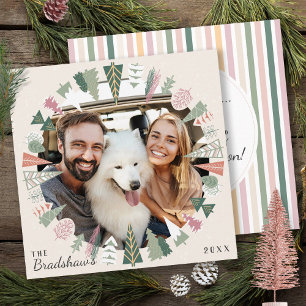 Chique vintage kerstbomen foto IVOOR groen Feestdagenkaart