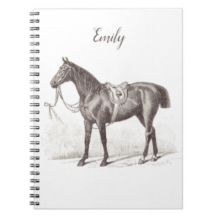 Chique vintage monogram paard ruiters- notitieboek