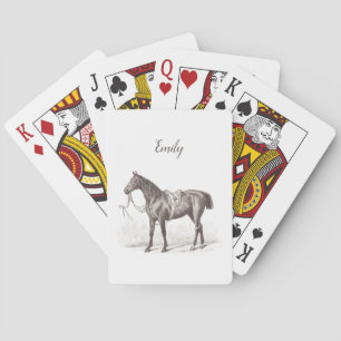 Chique vintage monogram paard ruiters- pokerkaarten