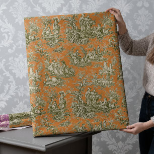 Chique vintage oranje grijze Toile de Jouy-patroon Cadeaupapier