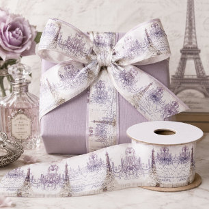 Chique vintage paarse kroonluchter paris eiffeltor satijnen lint