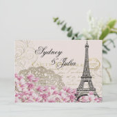 Chique, Vintage, Paris, bruiloft uitnodiging (Staand voorkant)