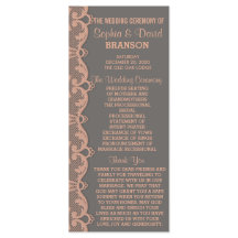 Chique vintage perzikgrijze kanten trouwprogramma