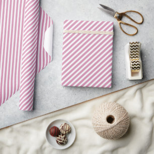 Chique vintage roze witte strepenpatroon cadeaupapier