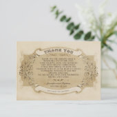 Chique vintage trouwkaartjes met dankbetuiging bedankkaart (Staand voorkant)
