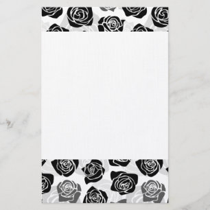 Chique vintage zwarte en witte rozen briefpapier