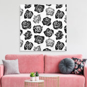 Chique vintage zwarte en witte rozen canvas afdruk (Insitu (Woonkamer))