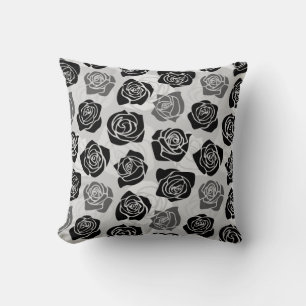 Chique vintage zwarte en witte rozen kussen