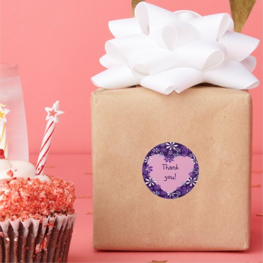 Chique Violet Blush Bloem Hart Bedankt Ronde Sticker (Feest)