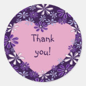 Chique Violet Blush Bloem Hart Bedankt Ronde Sticker (Voorkant)