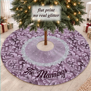 Chique Violet Gouden Bloemrozen Monogram Kerstboom Rok