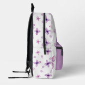CHIQUE VIOLET PAARSE BLOEMPATROON AANGEPASTE NAAM BEDRUKTE RUGZAK (Links)
