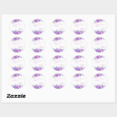 Chique Violet Roze Groen Bloem Bruiloft Feest  Ronde Sticker (Vel)