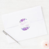 Chique Violet Roze Groen Bloem Bruiloft Feest  Ronde Sticker (Envelop)