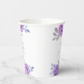Chique Violet Roze Groene Bloemachtige Bruiloftsbo Papieren Bekers (Links)