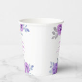 Chique Violet Roze Groene Bloemachtige Bruiloftsbo Papieren Bekers (Rechts)