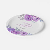 Chique Violet Roze Groene Bloemachtige Bruiloftsbo Papieren Bordje (Gekanteld)