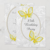 Chique Vlinders Damask 85e Verjaardag Dubbelzijdig Kaart (Voorkant / Achterkant)
