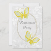 Chique vlinders damast pensioen dubbelzijdig kaart (Voorkant)