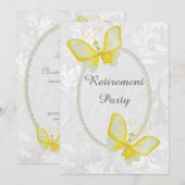 Chique vlinders damast pensioen dubbelzijdig kaart (Voorkant / Achterkant)