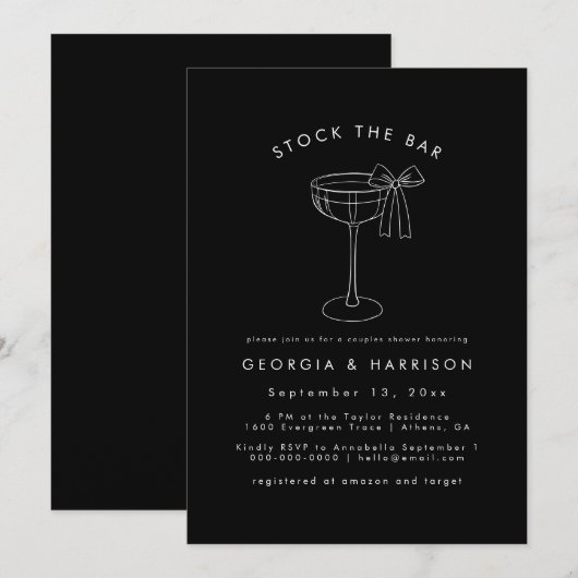 Chique Voorraad De Bar Koppels Douche Uitnodiging (Voorkant / Achterkant)