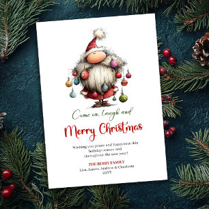 Chique Vreemde Kerstman Speelse Waterverf Kerstkaa Feestdagenkaart