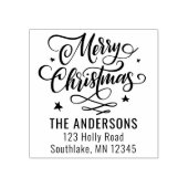 Chique vrolijk kerstscript vakantie retour adres rubberstempel (Afrduk)