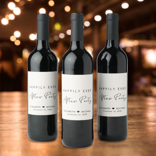 Chique vrolijk ooit na party crème bruiloft wijn etiket