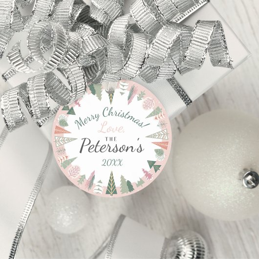  chique vrolijke kerstbomen ROZE & GROEN Bedankjes Labels