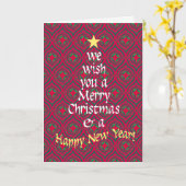 Chique Vrolijke Kerstboom, Ster en Bauble Patroon Kaart (Gele Bloem)